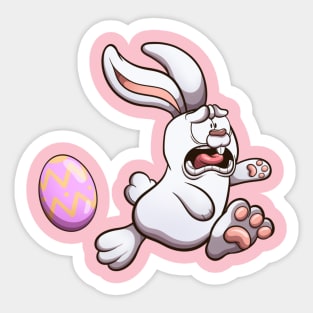 Cute Scared Easter Bunny With Easter Egg Sticker